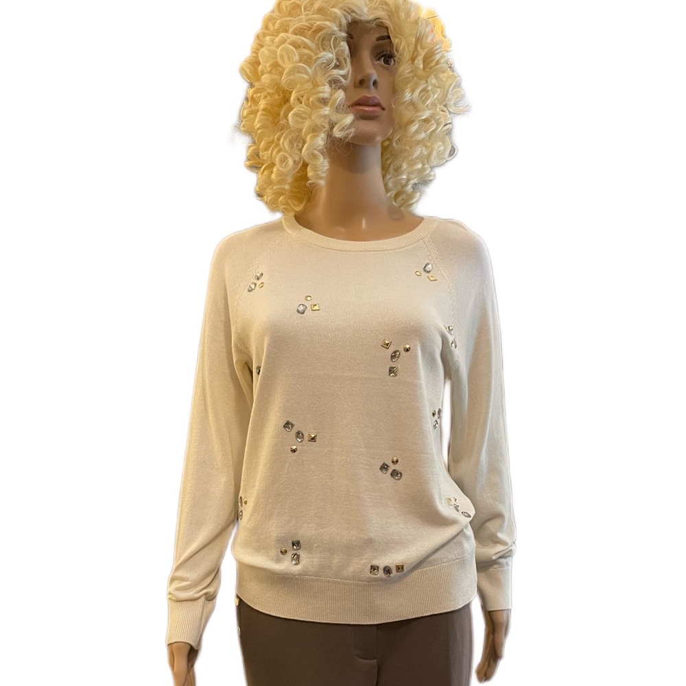 Michael Kors Beige Knit Sweater with Gem Stones Women’s Small